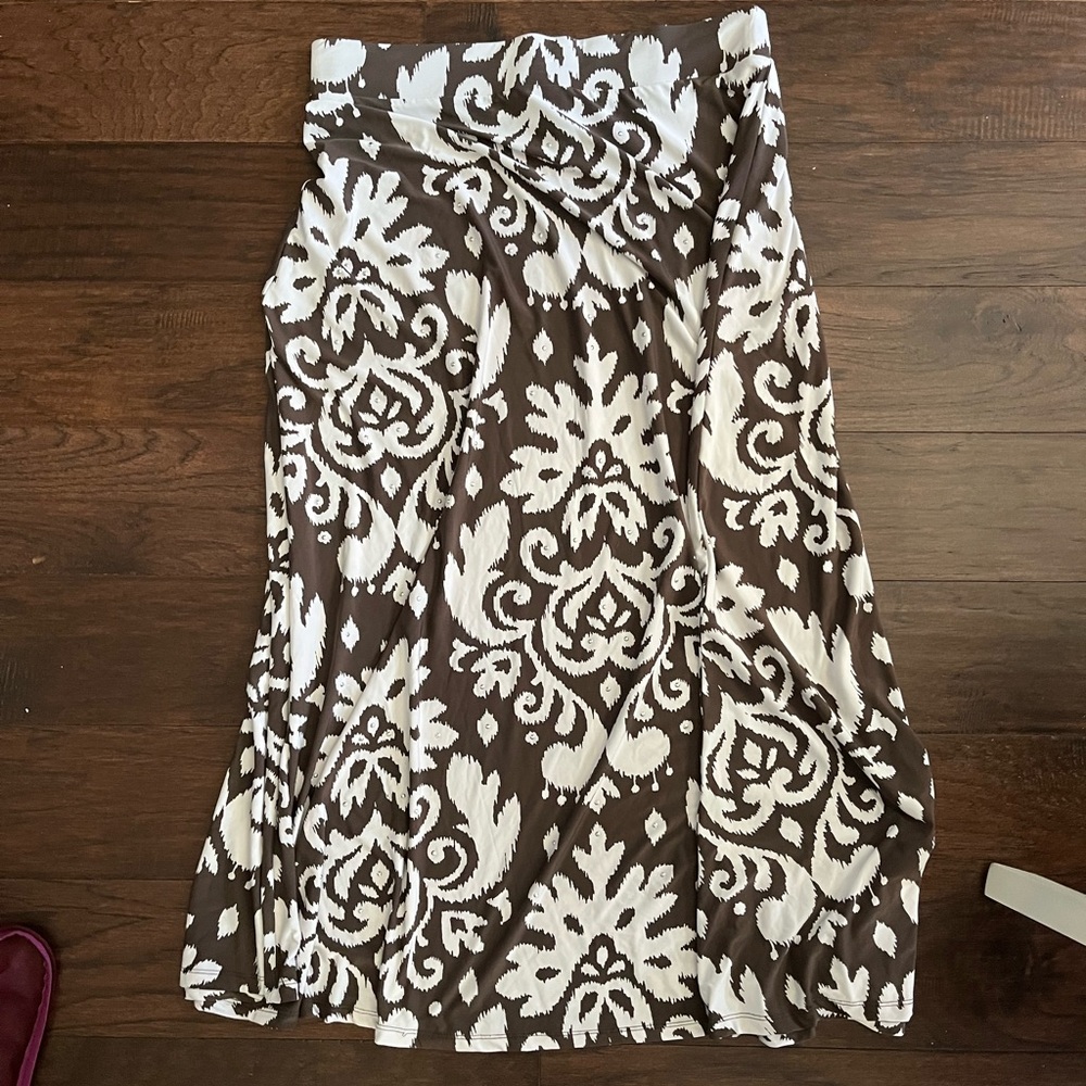 INC International Concepts Brown and White A-Line Skirt